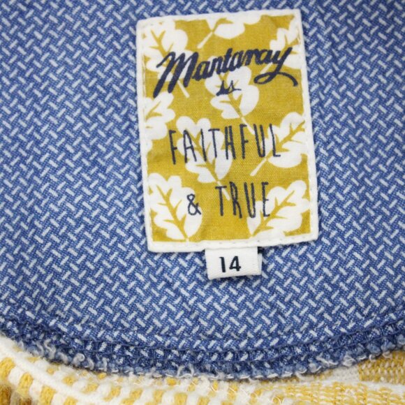 Mantaray Faithful And True Shirt Top Womens Size 14 Gold Striped 3/4 Sleeve - Picture 7 of 9